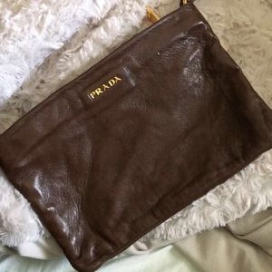 PRADA Leather Wristlet Pouch 🤎